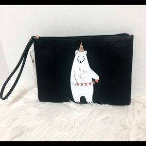 LC Lauren Conrad Black Bear Wrist Pouch